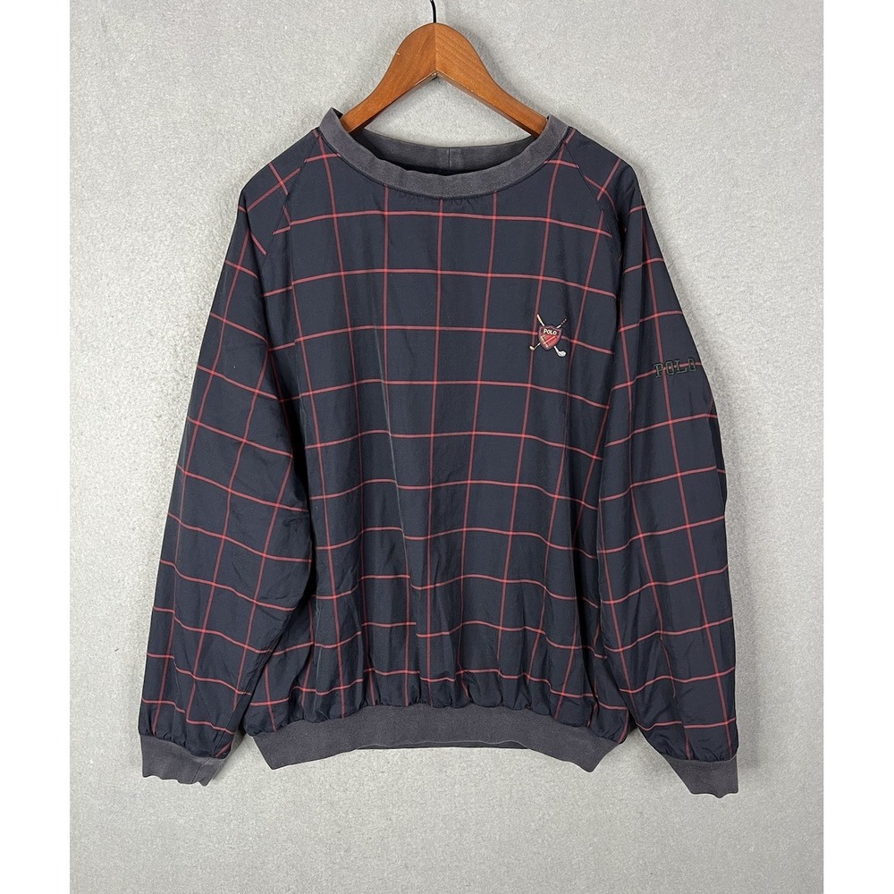Polo Ralph Lauren Club Logo Crewneck Navy Windowpane Large